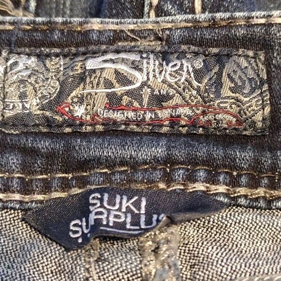 Silver Women's Suki Surplus Flap Pockets Boot Cut Stretch Size W28 L30 - Picture 6 of 7